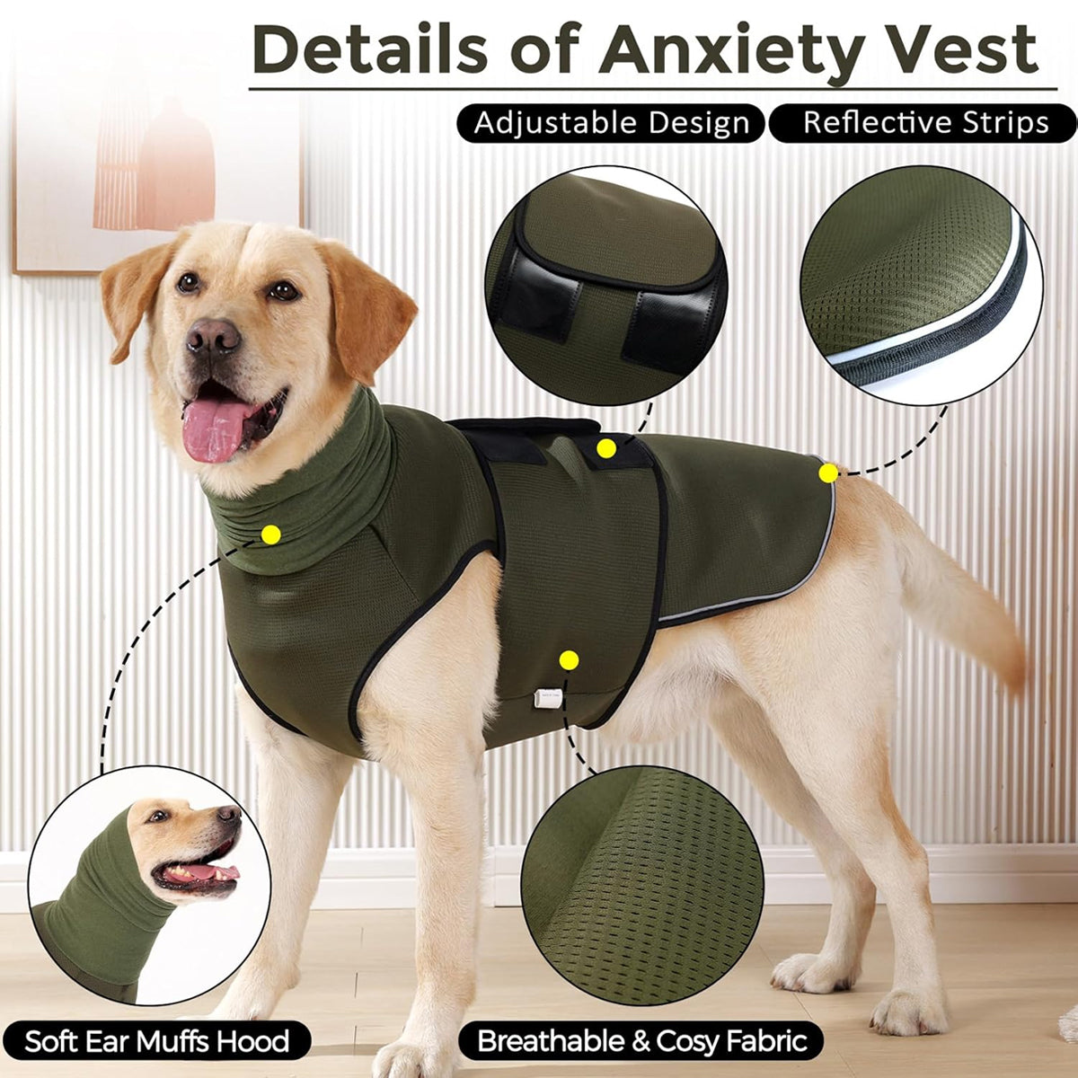 Calming Dog Vest for Stress Relief Travel Thunder Wrap Jacket for Medium Large Dogs - XXL