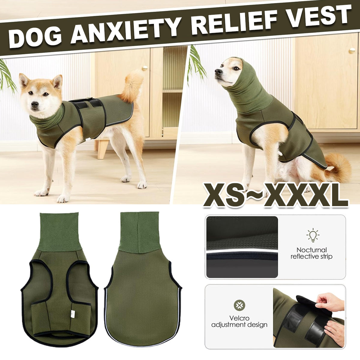 Calming Dog Vest for Stress Relief Travel Thunder Wrap Jacket for Medium Large Dogs - S