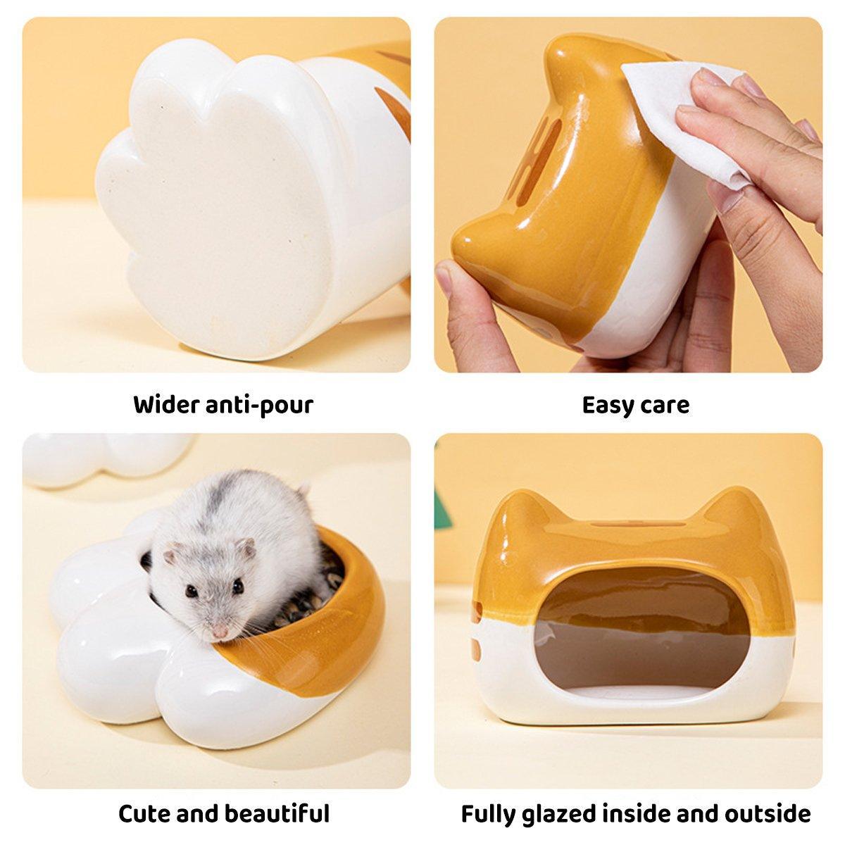 Hamster Porcelain Nest Escape House Tiger Head Bowl Claw Water Bottle Set
