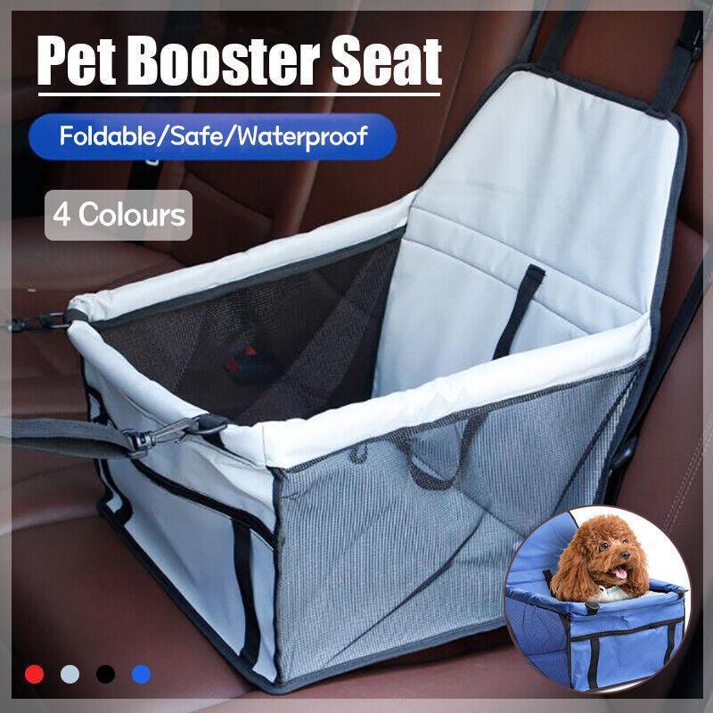 Pet Car Booster Seat Travel Carrier Basket for Cats Dogs with Secure Design - Grey
