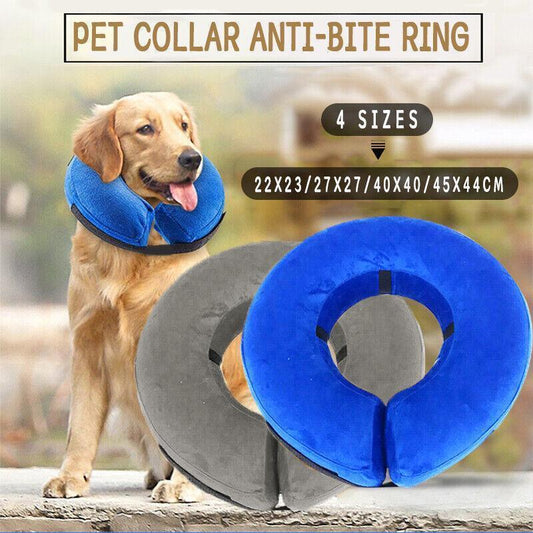 Grey Pet Dog Inflatable Soft Healing Collar Cone Wound Medical Cat Protective Jackets - XL (45*44CM)