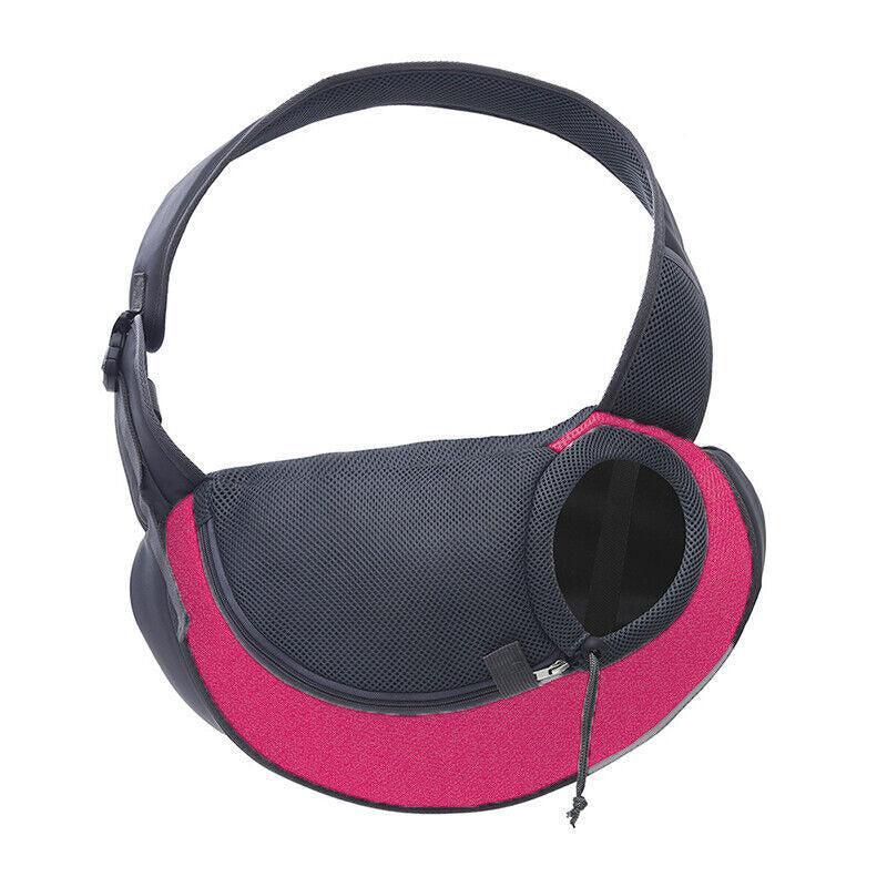L Size Pet Shoulder Carrier Bag Puppy Cat Dog Travel Sling Backpack Portable - Rose Red