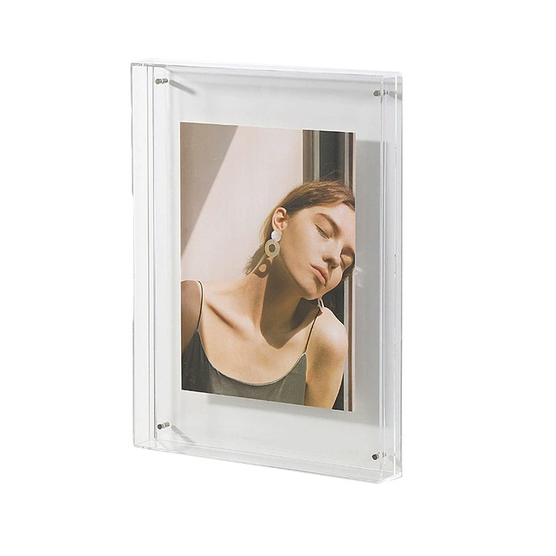 Acrylic Photo Frame Double-Sided Clear Display with Screw Mount – 16x21cm - Green