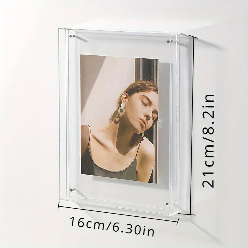 Acrylic Photo Frame Double-Sided Clear Display with Screw Mount – 16x21cm - Orange