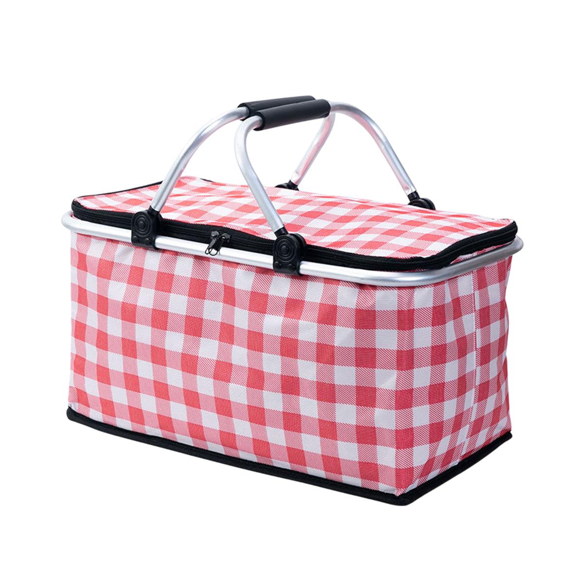 Foldable Picnic Basket Outdoor Camping Carrying Basket Portable Food Storage - Greenery