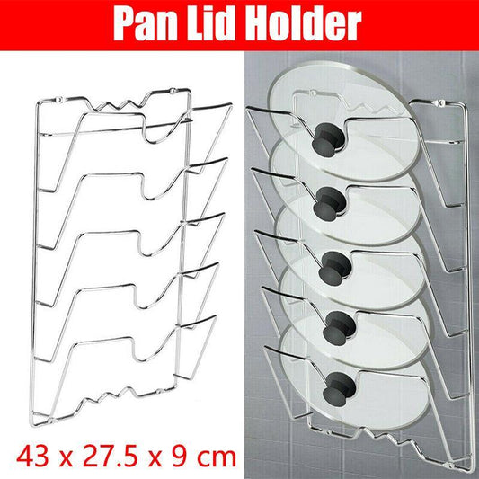 Pan Lid Holder Storage Rack Wall Mount Pot Cover Organizer Kitchen Accessories