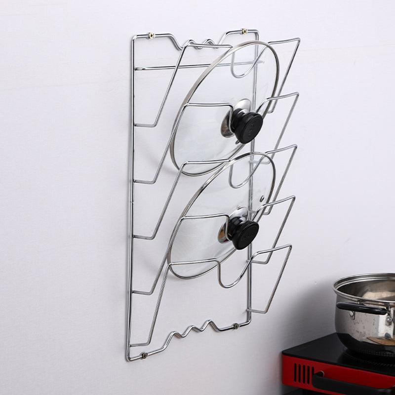 Pan Lid Holder Storage Rack Wall Mount Pot Cover Organizer Kitchen Accessories