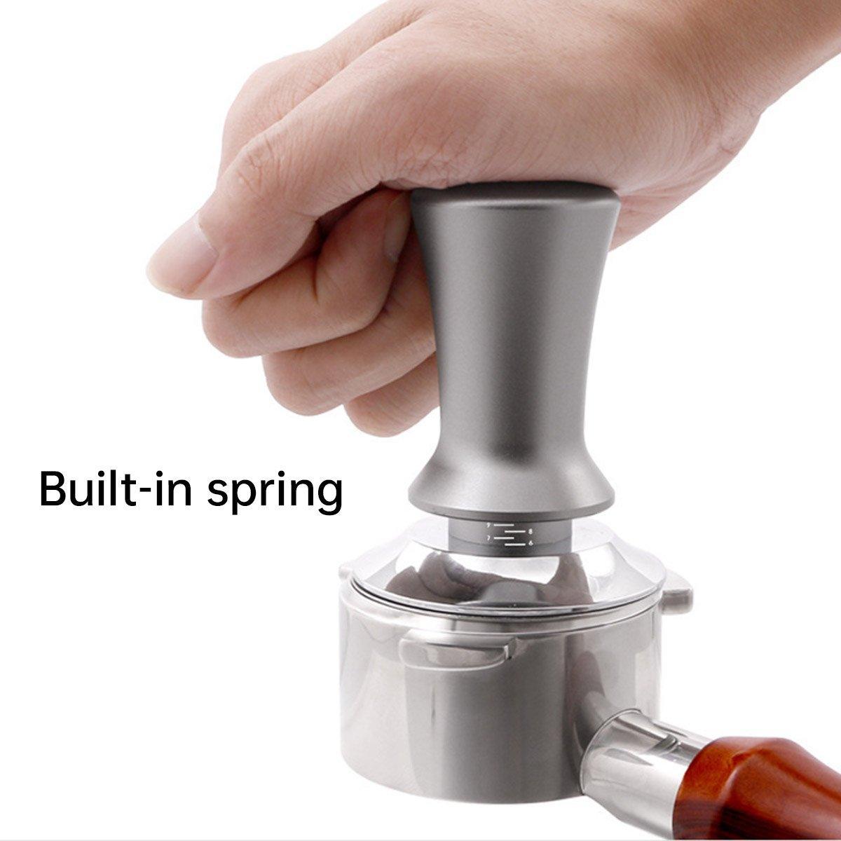 Adjustable Coffee Tamper with Scale Constant Pressure Espresso Powder Press Tool - Black-58mm