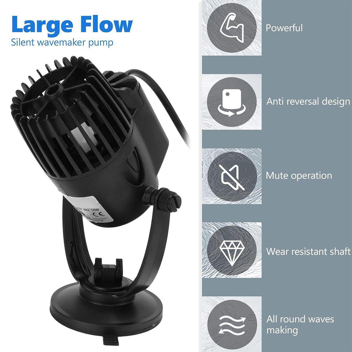 Aquarium Wave Maker Fish Tank Water Circulation Pump Powerhead with Suction Cup - 200M 10W