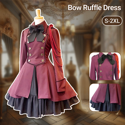 Gothic Renaissance Dress Ruffled Long Sleeve Medieval Cosplay Steampunk Gown - L