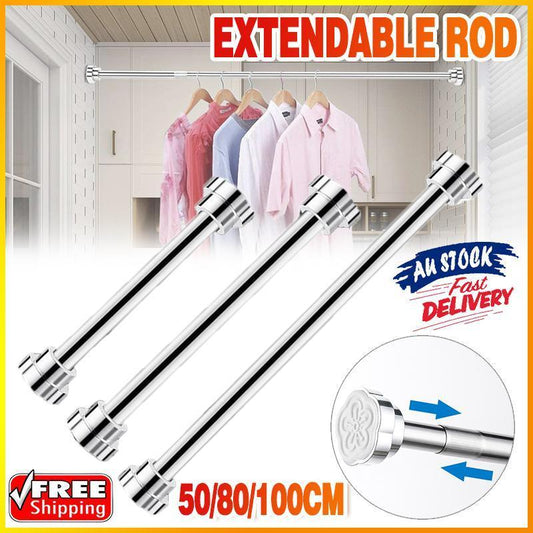 Adjustable Tension Rod Extendable Rack Shower Wind Curtain Closet Pole 50-160cm - 105-160cm