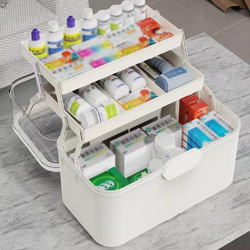 Large Capacity 3 Layer Medicine Box Family Medical Storage Case First Aid Supply