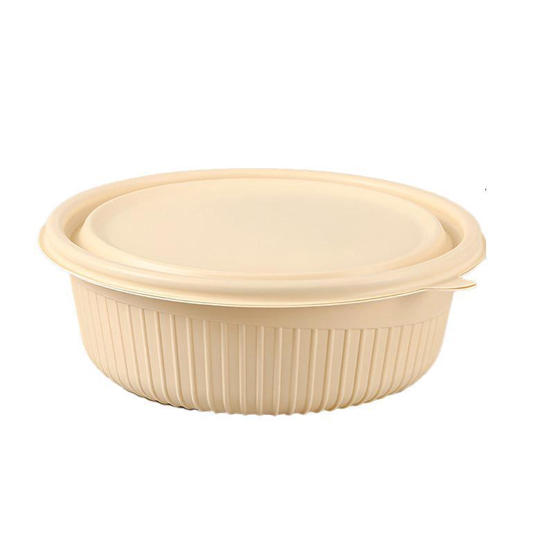 50PCS Biodegradable Corn Starch Lunch Box Round Takeout Containers Eco Friendly - 450ml
