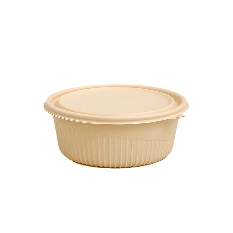 50PCS Biodegradable Corn Starch Lunch Box Round Takeout Containers Eco Friendly - 450ml