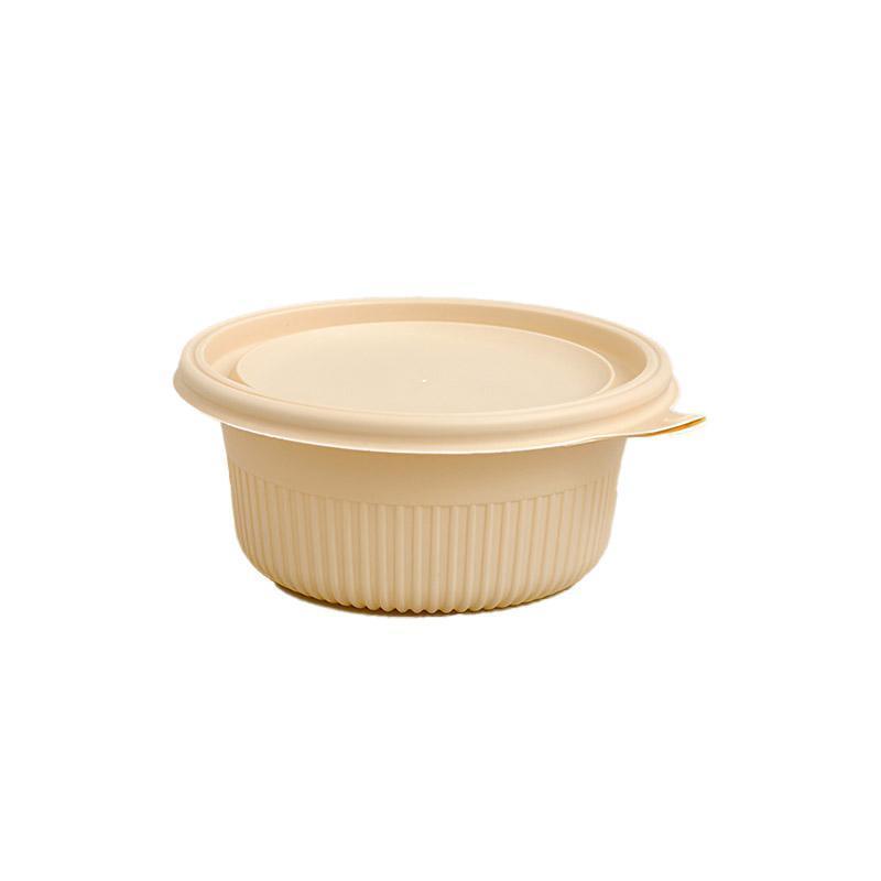 50PCS Biodegradable Corn Starch Lunch Box Round Takeout Containers Eco Friendly - 750ml