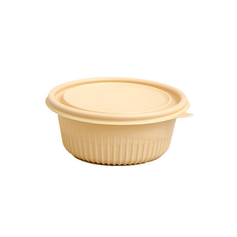 50PCS Biodegradable Corn Starch Lunch Box Round Takeout Containers Eco Friendly - 800ml