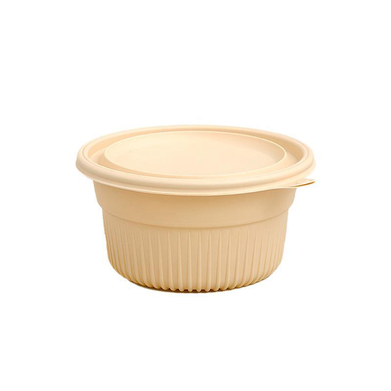 50PCS Biodegradable Corn Starch Lunch Box Round Takeout Containers Eco Friendly - 900ml