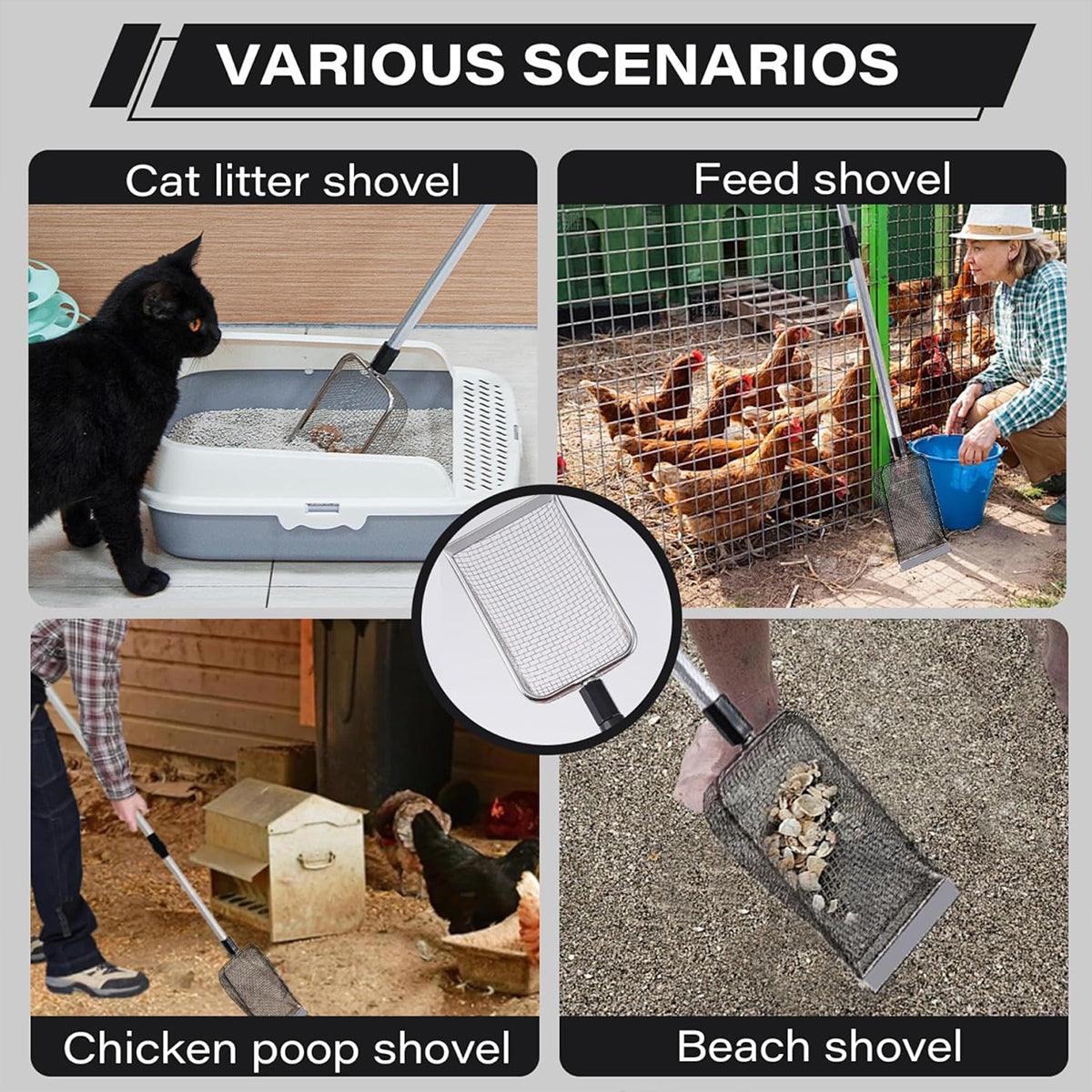 2pcs Long Handle Pet Litter Scoop Climbing Chicken Beach Scoop for Cats Dogs