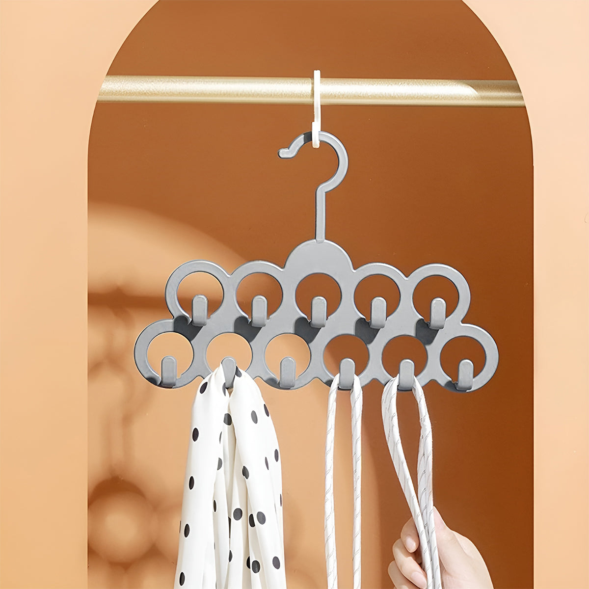 5PCS Non-slip Flocked 11-Hole Hanger for Towels Scarves Ties Drying Storage Rack