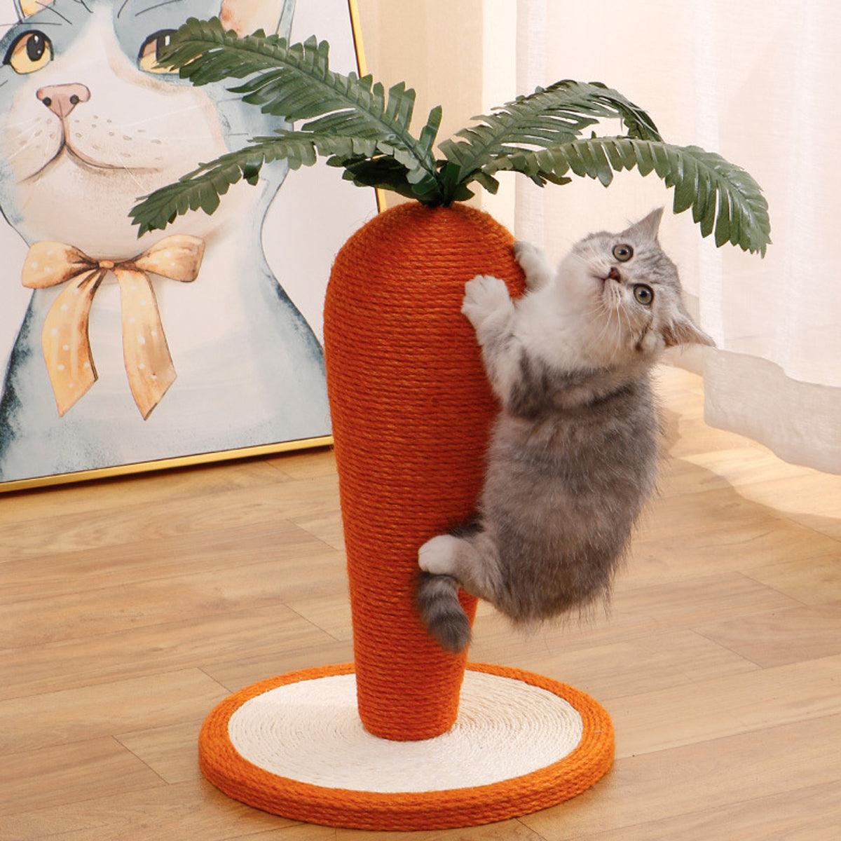 Carrot Cat Scratching Post Vertical Climbing Frame Interactive Toy for Cats