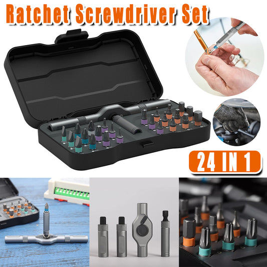 24in1 Ratchet Screwdriver Set Multifunctional Steel Wrench Tool Kit Household