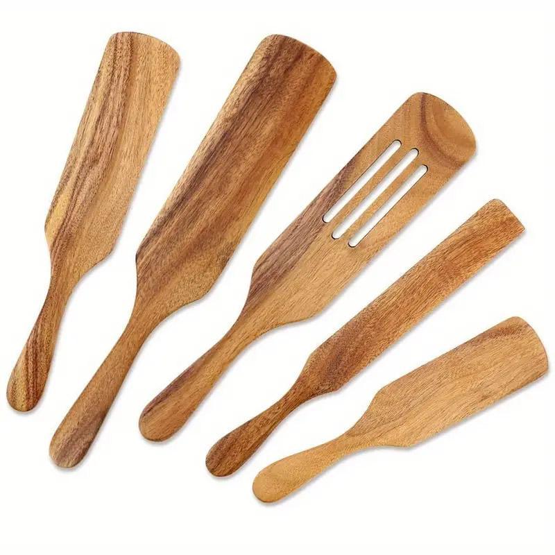 5pcs Wooden Spatula Set Kitchen Cooking Utensils Wooden Spatula for Cooking