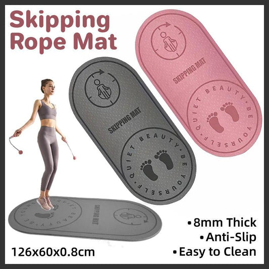 Jump Rope Mat Soundproof Shock Absorbing Mat for Indoor Fitness Yoga Floor Use - Grey