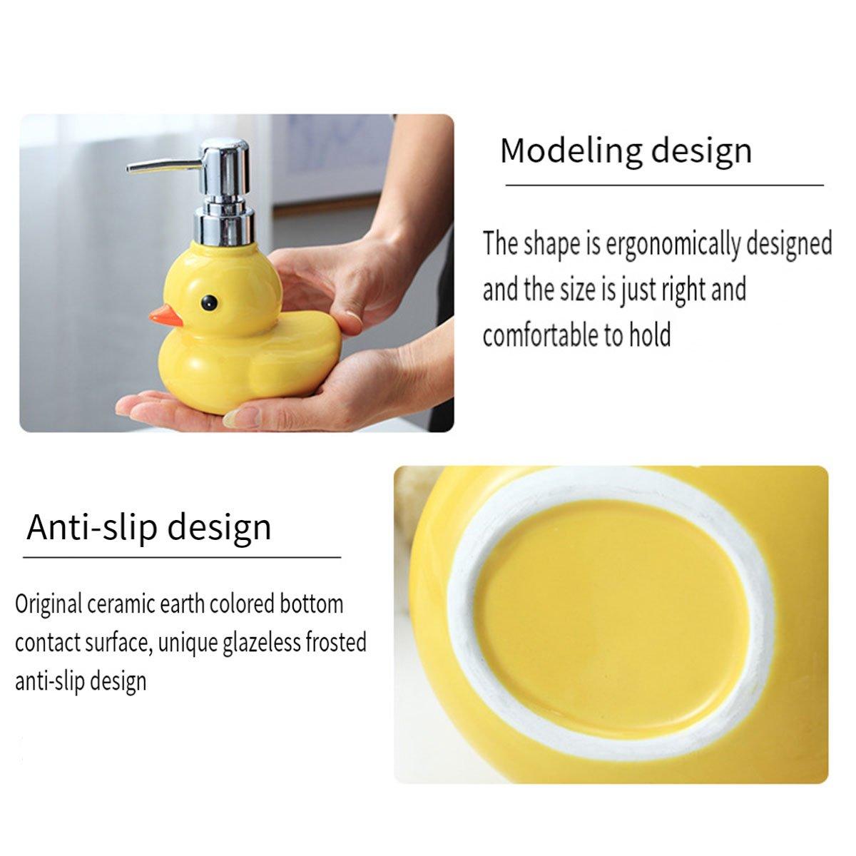 Cartoon Yellow Duck Ceramic Hand Sanitizer Lotion Bottle Press Dispenser Pump
