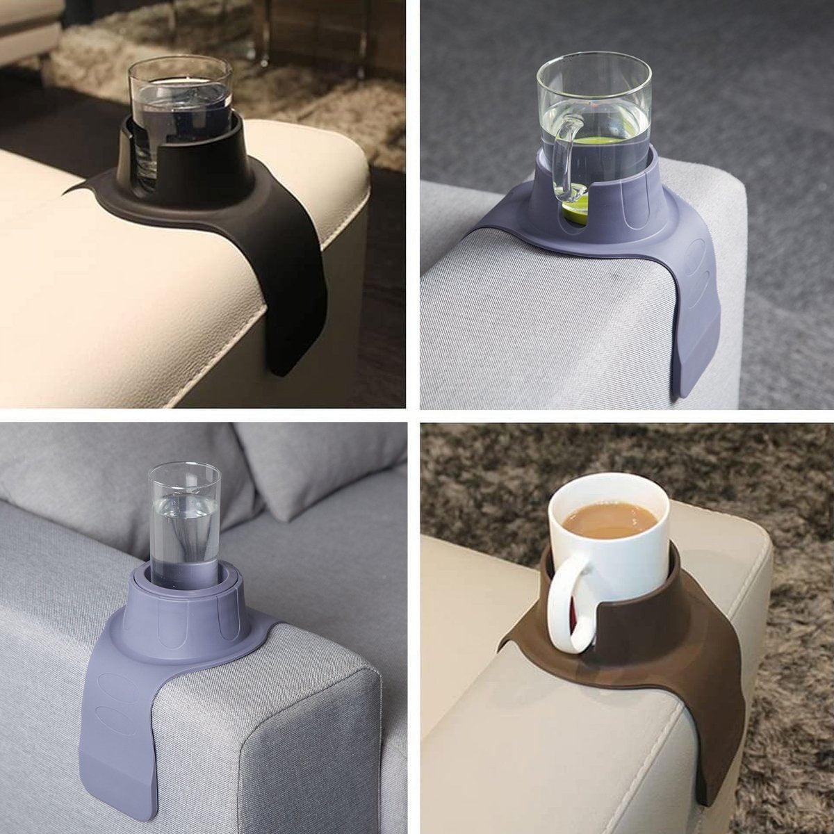 Couch Cup Holder Silicone Drink Coaster Tray Sofa Armrest Stand Car Cup Holder - Grey