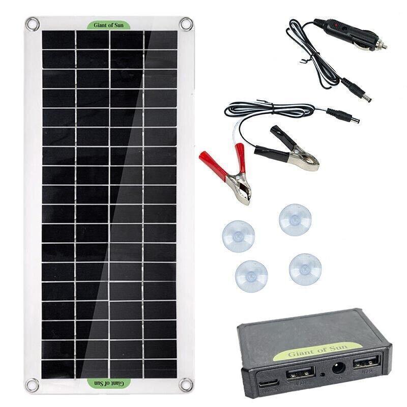 30W Usb Solar Panel Kit Battery Charger Controller Caravan Boat Outdoor Camping