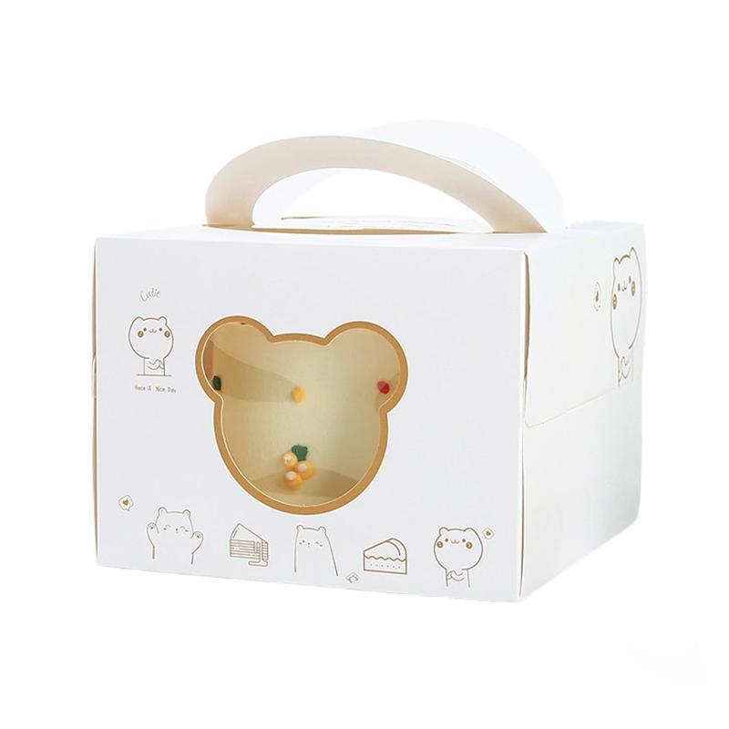 30PCS Bear Portable Cake Boxes Display Window Packing Case Party with Handle Birthday - 6 inch