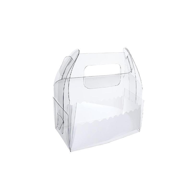 50PCS Portable Pastry Boxes Portable Cake Box Paper Cookie Boxes Sandwich Box - S-Transparent+White inner tray