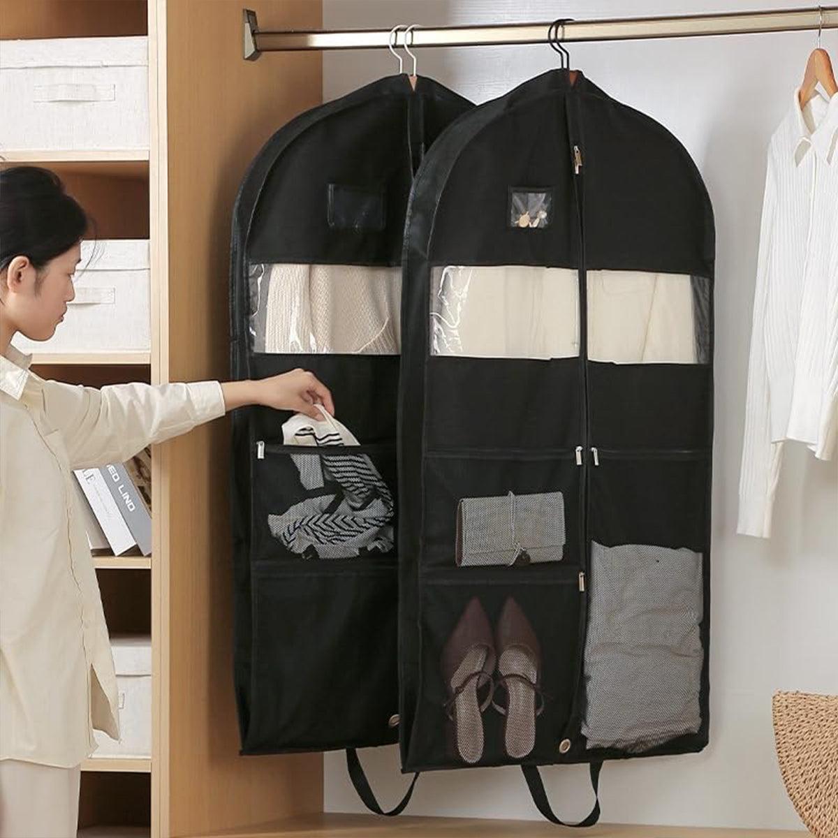 2pcs Hanging Closet Garment Dust Cover Storage Bag Clothes Protector Organizer - 150CM