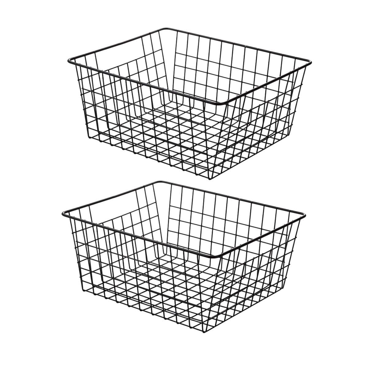 2pcs Wire Storage Basket Durable Metal Kitchen Cabinet Pantry Office Organiser