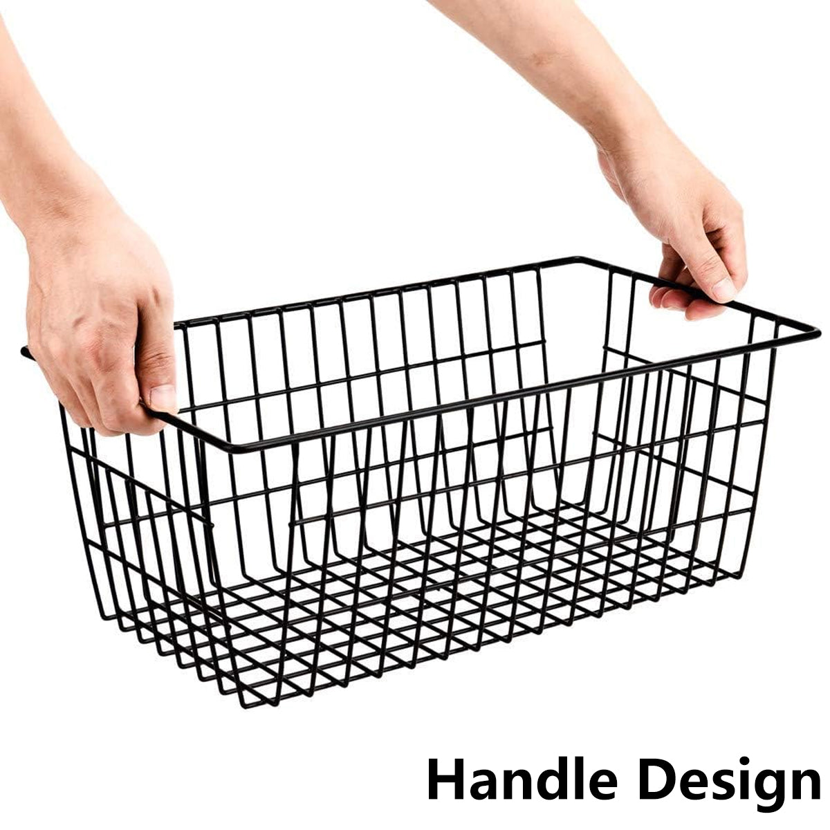 2pcs Wire Storage Basket Durable Metal Kitchen Cabinet Pantry Office Organiser