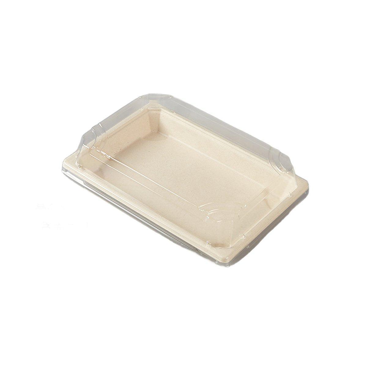 50pcs Eco-Friendly Sushi Box Rectangular Biodegradable Lunch Packaging Plate - 21.8 cm x 9.1 cm x 4.5 cm