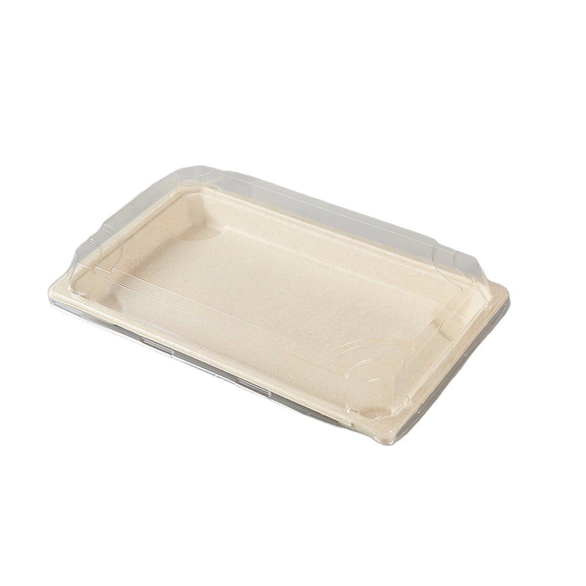 50pcs Eco-Friendly Sushi Box Rectangular Biodegradable Lunch Packaging Plate - 21.8 cm x 9.1 cm x 4.5 cm