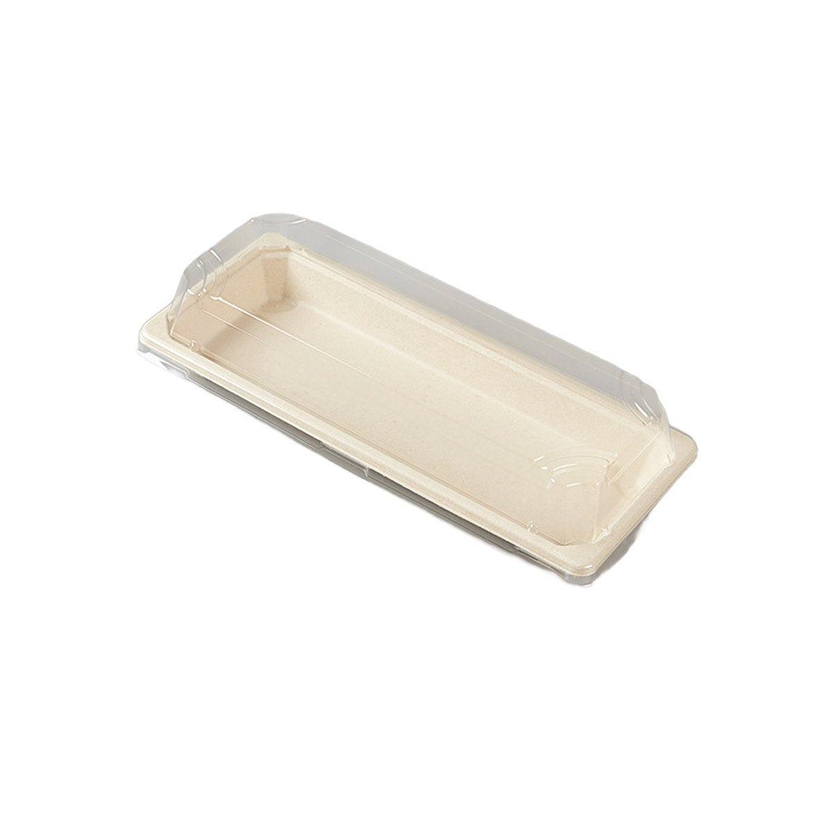 50pcs Eco-Friendly Sushi Box Rectangular Biodegradable Lunch Packaging Plate - 16.4 cm x 11.4 cm x 4.5 cm