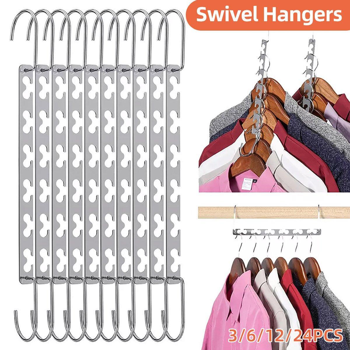 Clothes Hanger Space Saving Hook Folding Wardrobe Multipurpose Rack Coat Pants - 6PCS