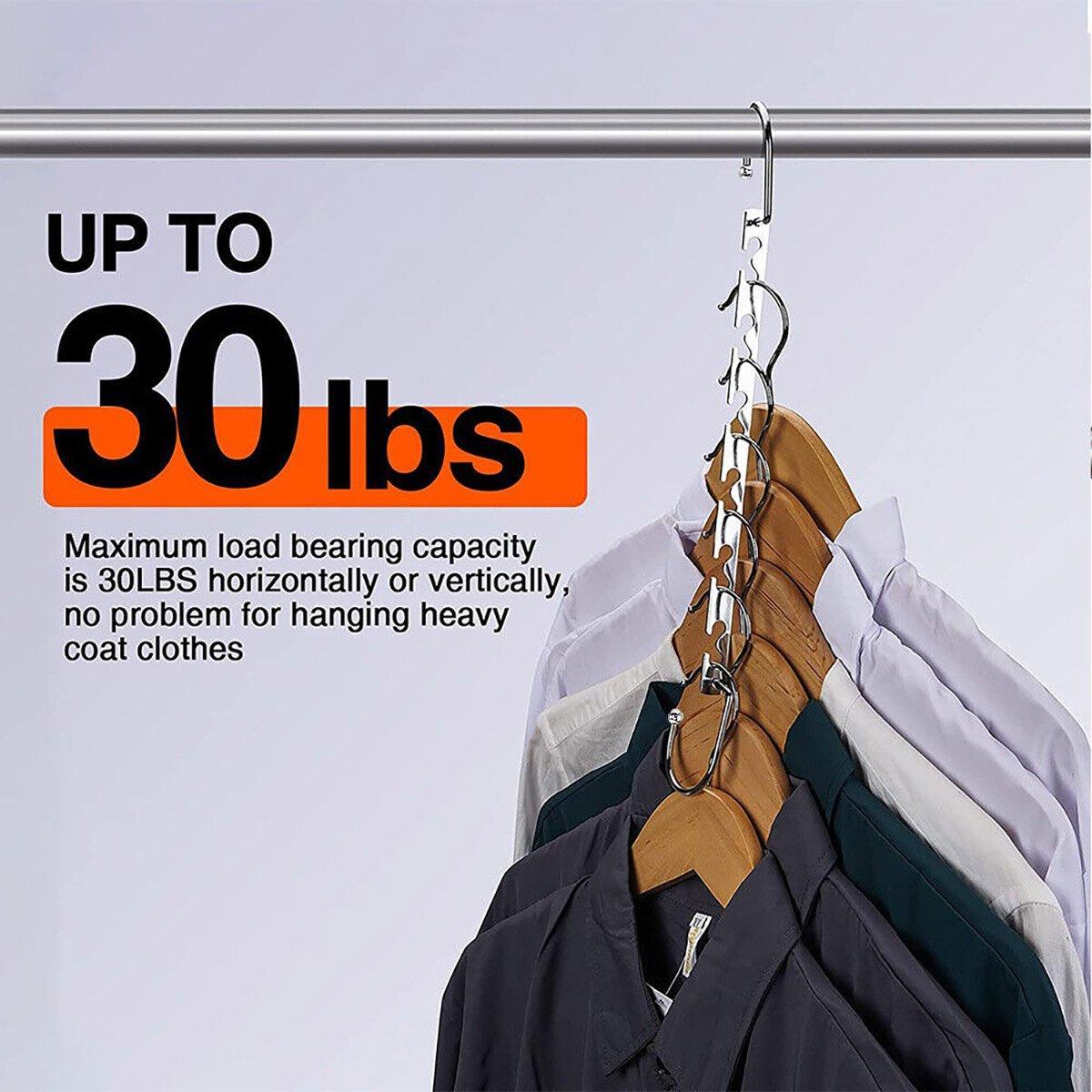 Clothes Hanger Space Saving Hook Folding Wardrobe Multipurpose Rack Coat Pants - 6PCS