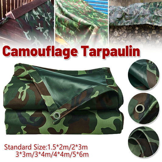Camouflage Tarpaulin Tarp Cover Outdoor Rainproof Ground Sheet Heavy - 3x3m