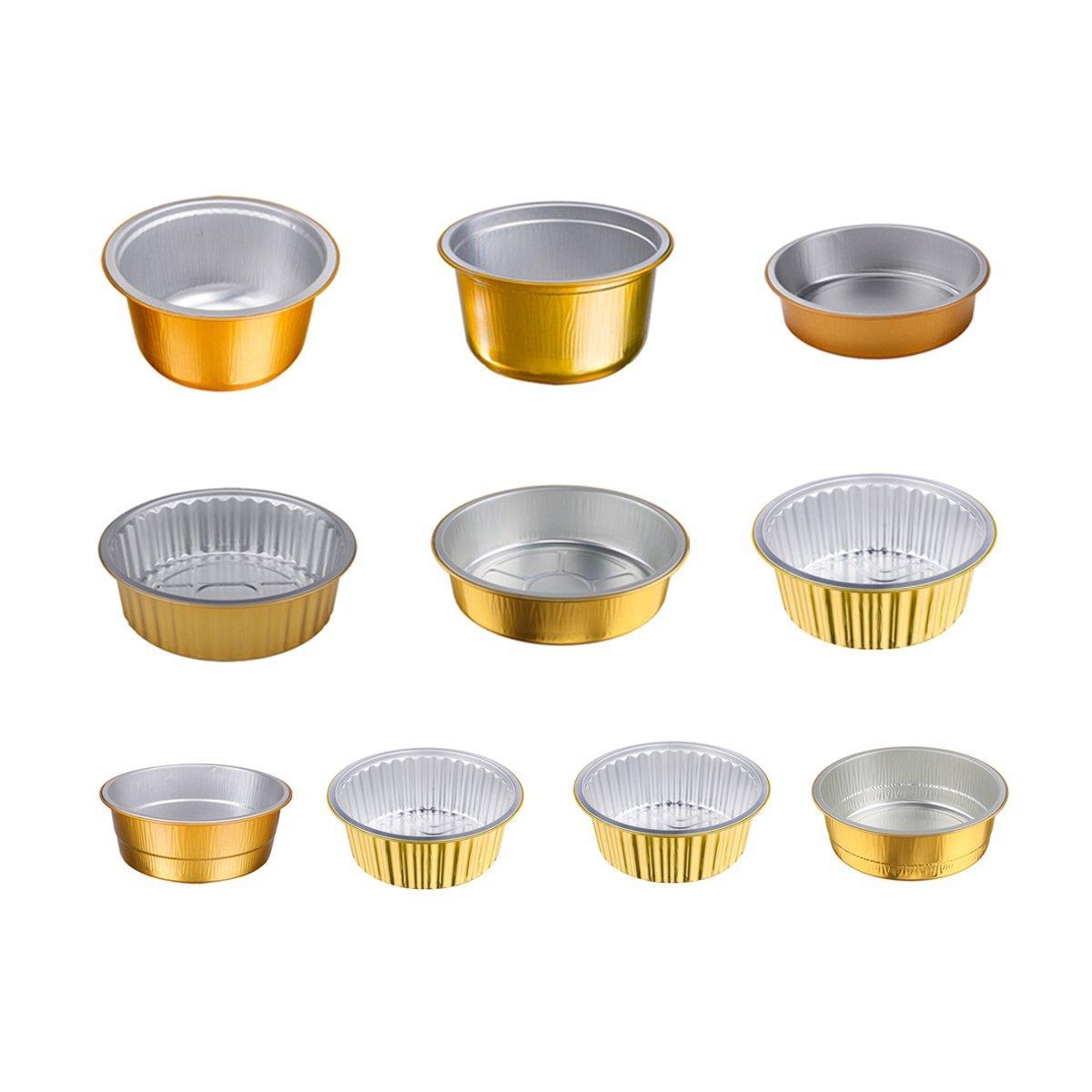 50PCS Thickened Round Aluminum Foil Containers with Plastic Lids - 1130ml