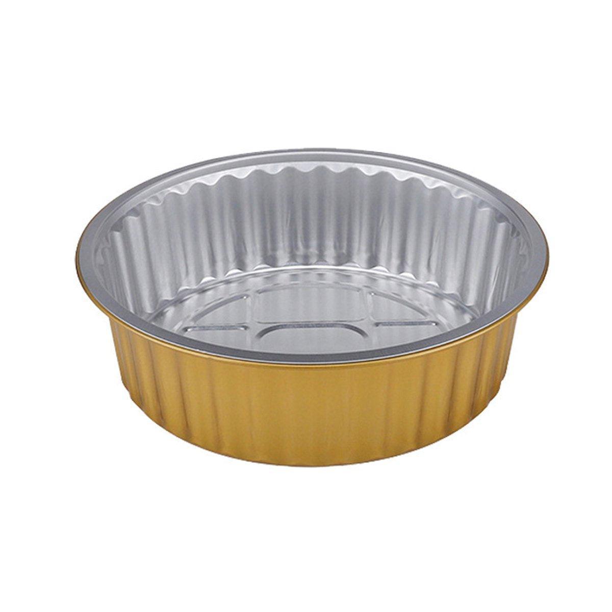 50PCS Thickened Round Aluminum Foil Containers with Plastic Lids - 1130ml