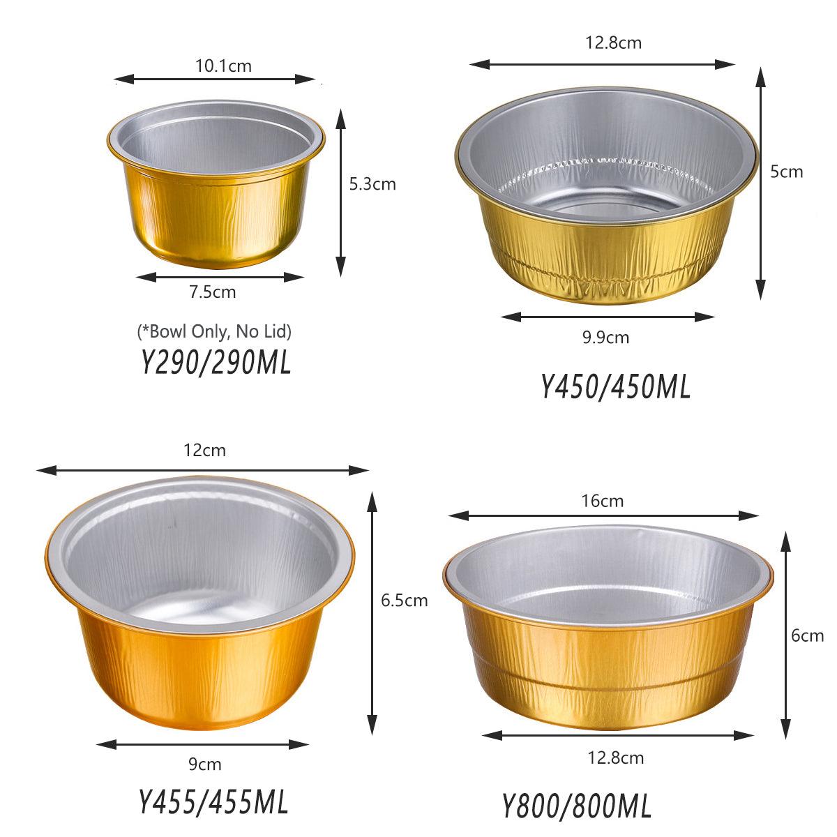 50PCS Thickened Round Aluminum Foil Containers with Plastic Lids - 455ml