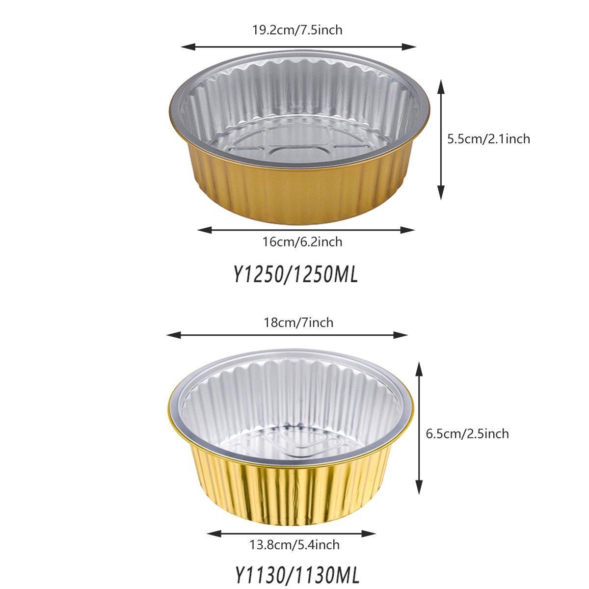 50PCS Thickened Round Aluminum Foil Containers with Plastic Lids - 455ml