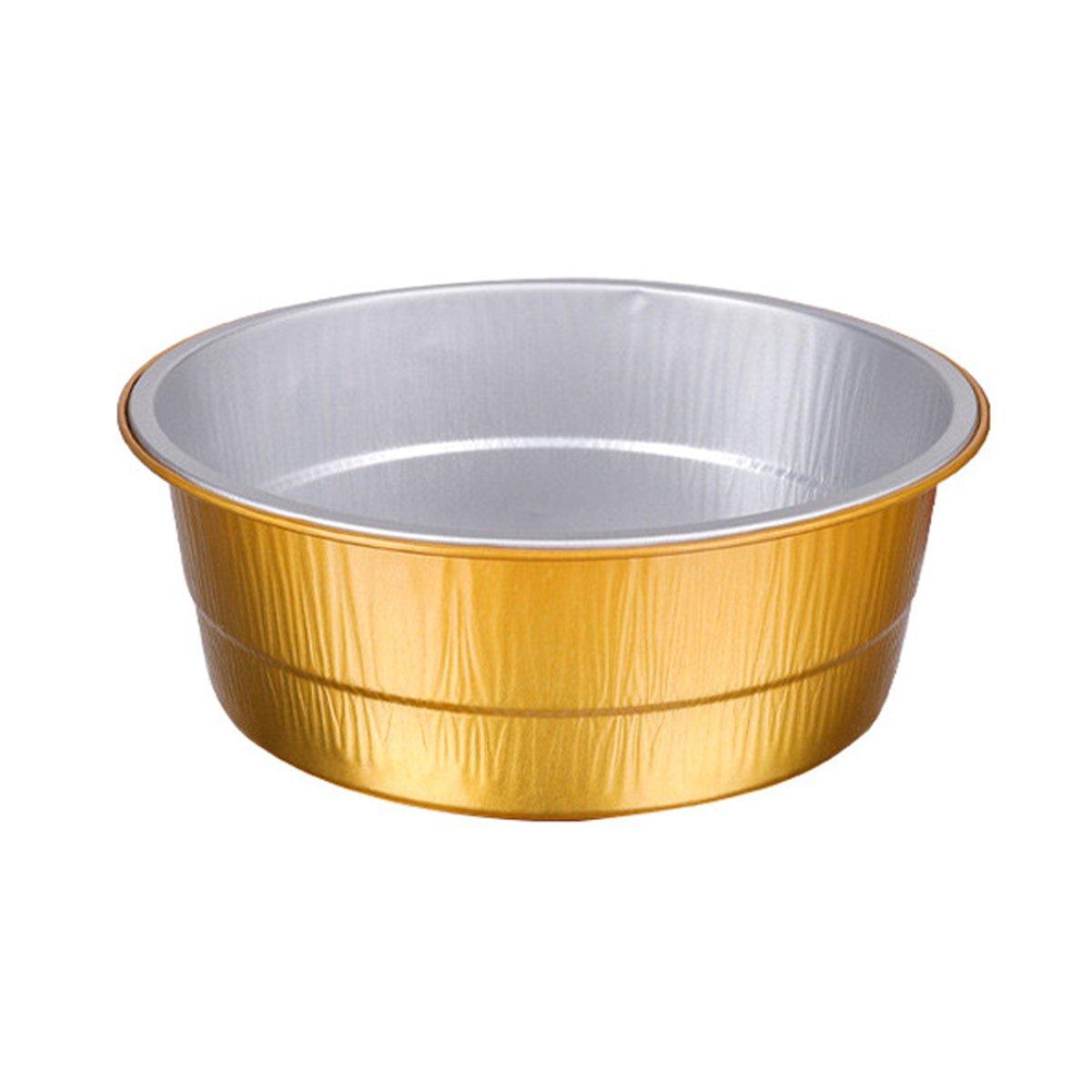 50PCS Thickened Round Aluminum Foil Containers with Plastic Lids - 520ml