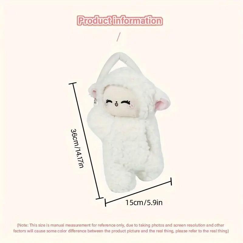 Car Tissue Box Multifunctional Hanging Drawer Box Cartoon Plush Sheep Design