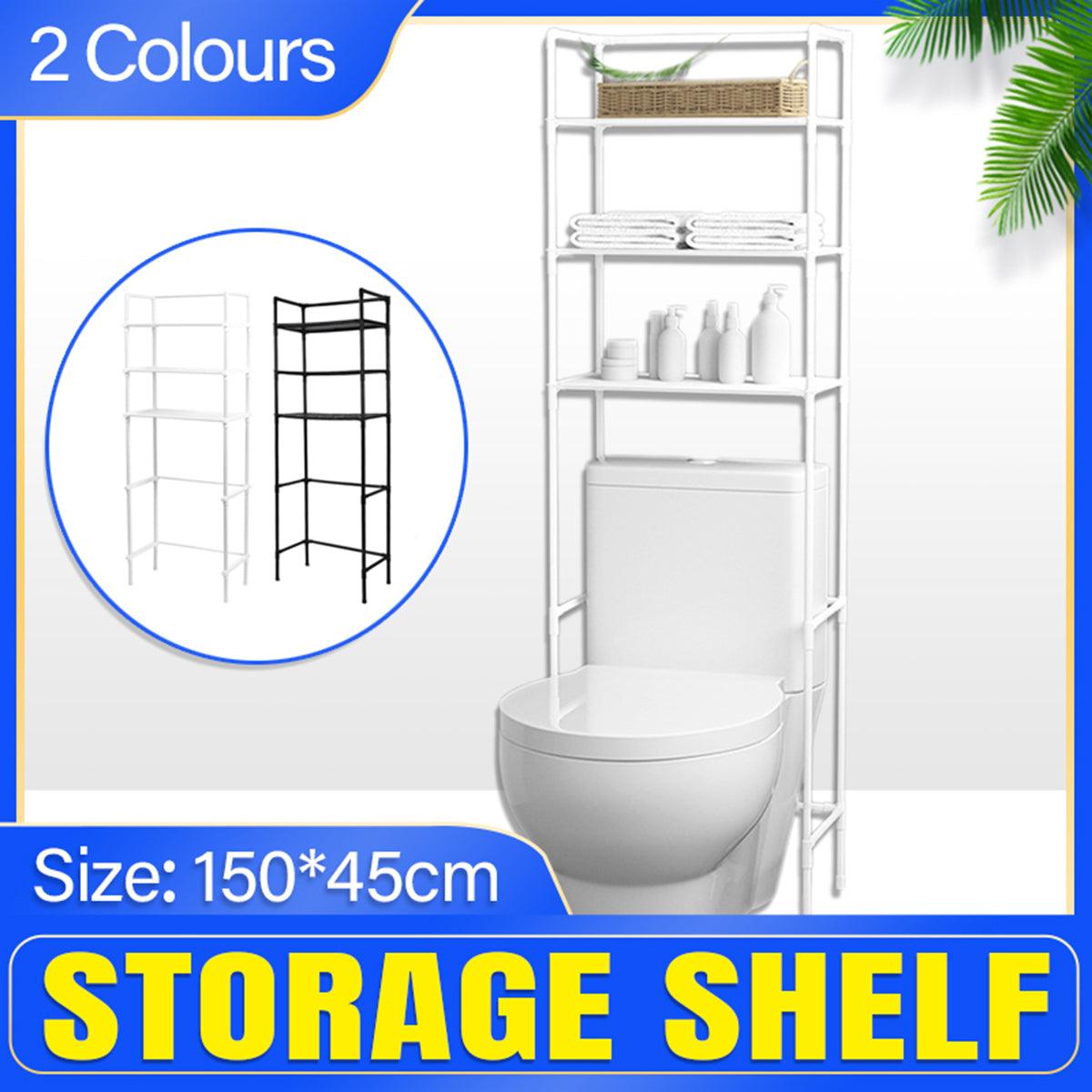 Bathroom Rack Over Toilet Washing Machine Shelf Storage Organizer Stand Unit - Black