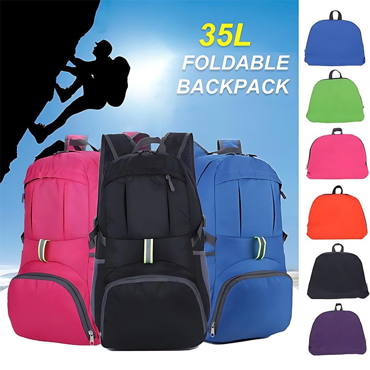 35L Light Foldable Waterproof Outdoor Sports Backpack Camping Hiking Travel Bag - Rose Red