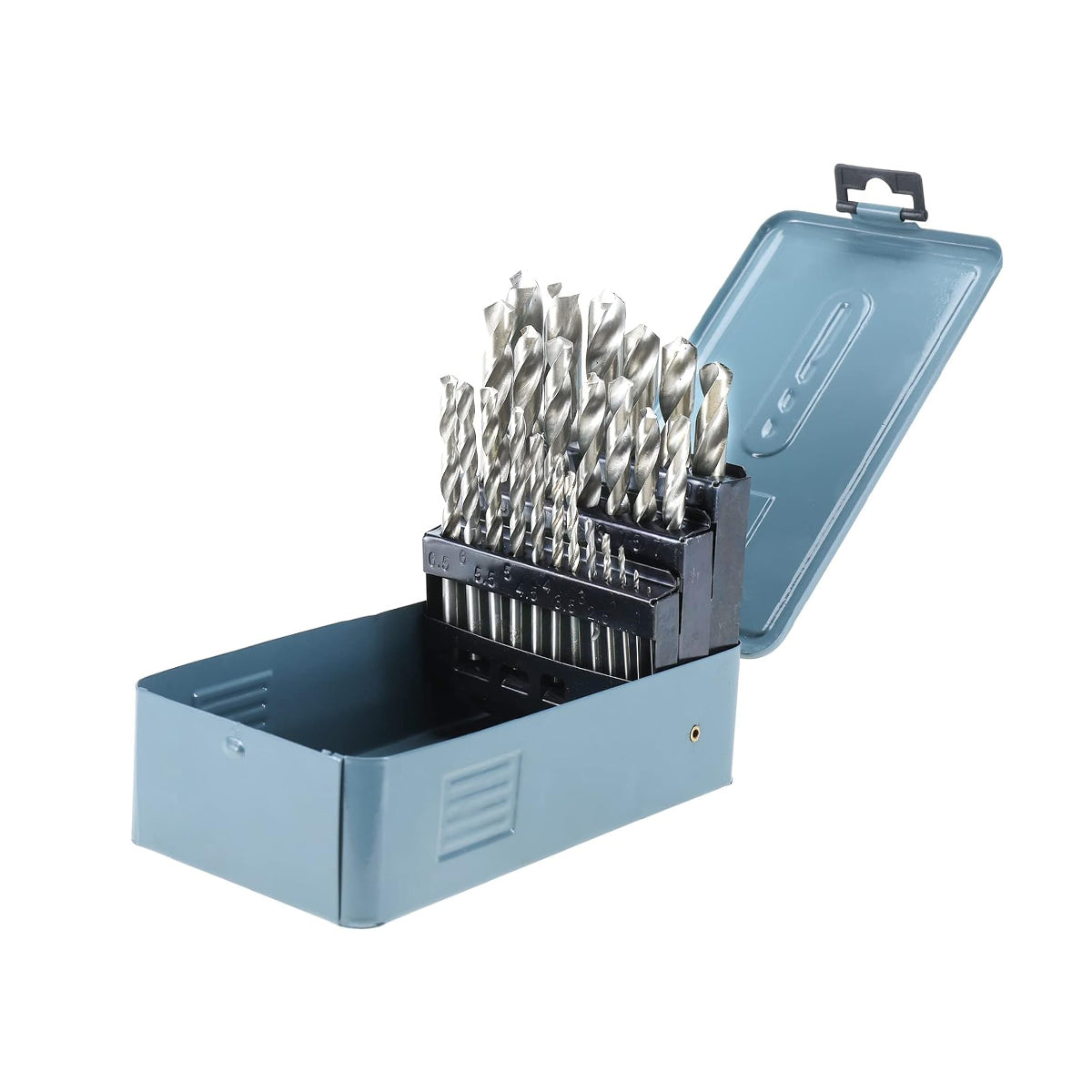 Drill Bits Set Metric Metal Twist High Speed HSS Steel Case 25pcs Coated Tool